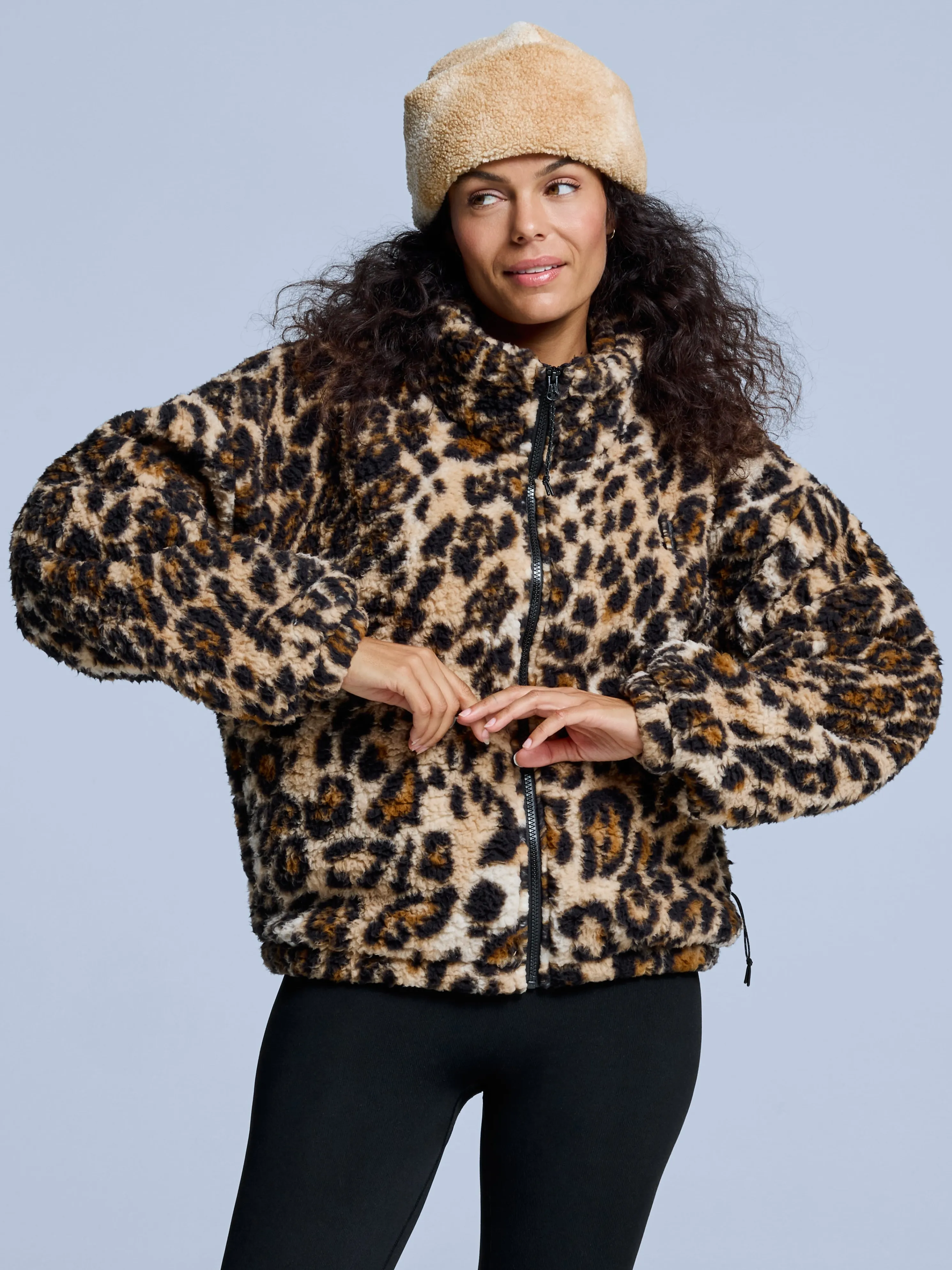 Four Seasons Fluffy Jacket AOP Women | Brown Multi